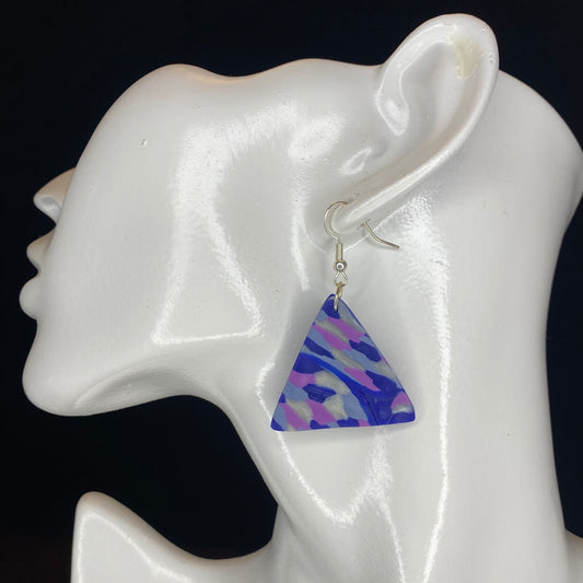 Featherweight series - Royal blue, purple and silver triangle earrings