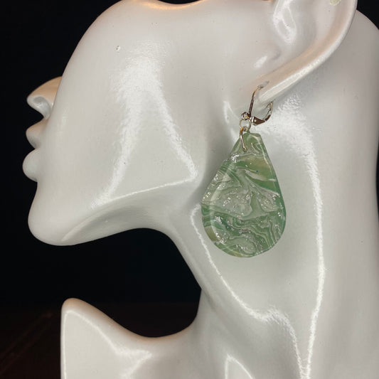 Faux Stone Dimensional Green Earrings