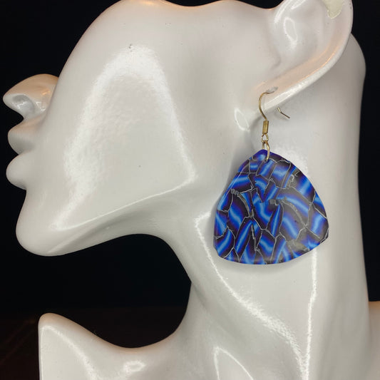 Blue and Black Basketweave Earrings